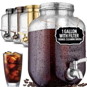 Zulay Kitchen 1 Gallon Cold Brew Coffee Maker & Glass Beverage Dispenser